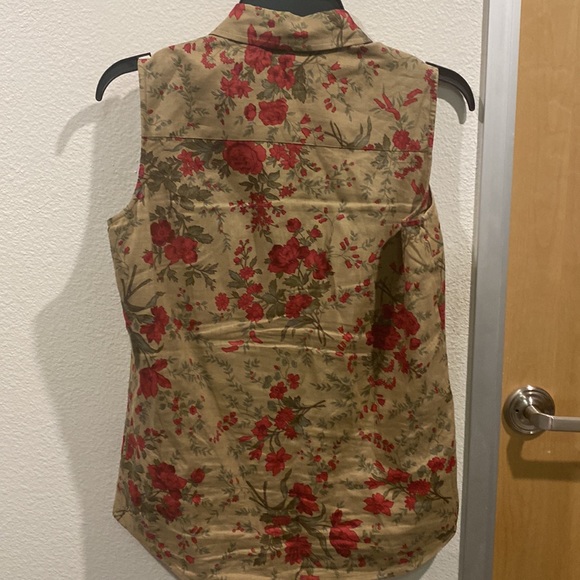 Vintage tan floral sleeveless golf shirt - Picture 3 of 3